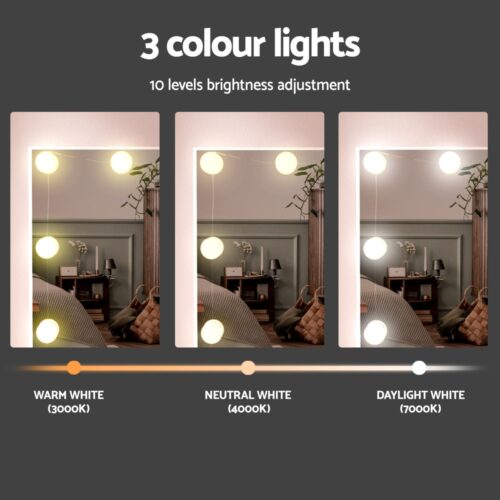 Artiss Dressing Table Set Stool 10 Led Bulbs White - Image 5