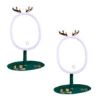 2x Green Antler LED Light Makeup Mirror Tabletop Vanity Decor