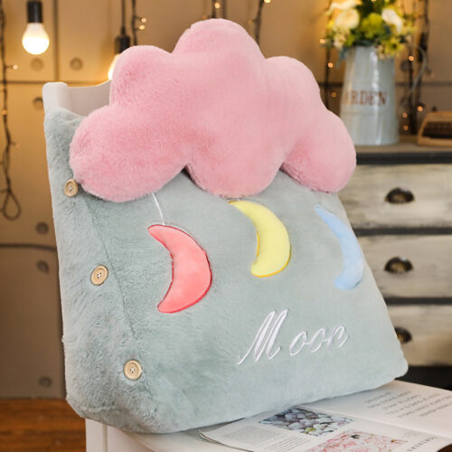 2x Green Cute Cloud Cushion Soft Leaning Lumbar Wedge Pillow Bedside Plush Decor - Image 4