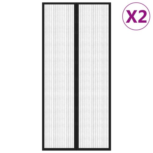 Insect Door Curtains 2pcs with Magnet Blocks Black 210x90cm - Image 2