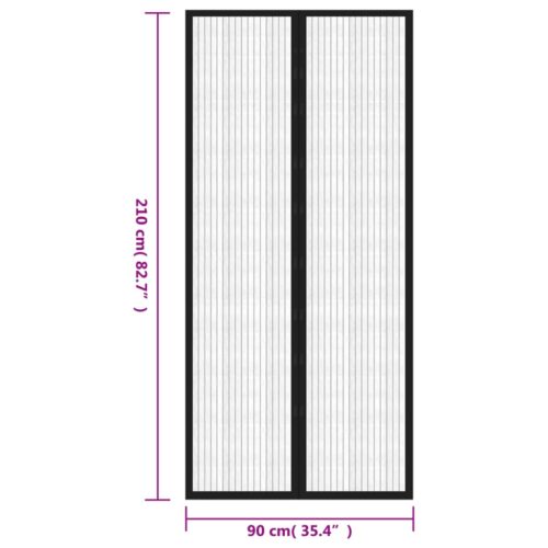 Insect Door Curtains 2pcs with Magnet Blocks Black 210x90cm - Image 8