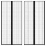 Insect Door Curtains 2pcs with Magnet Blocks Black 220x110cm