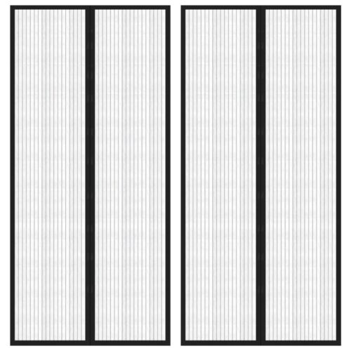 Insect Door Curtains 2pcs with Magnet Blocks Black 220x110cm
