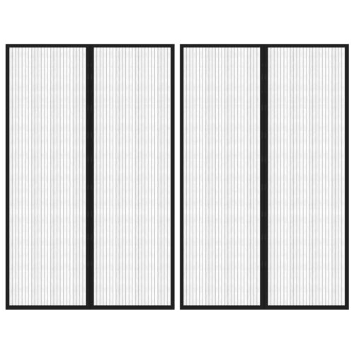 Insect Door Curtains 2pcs with Magnet Blocks Black 220x130cm
