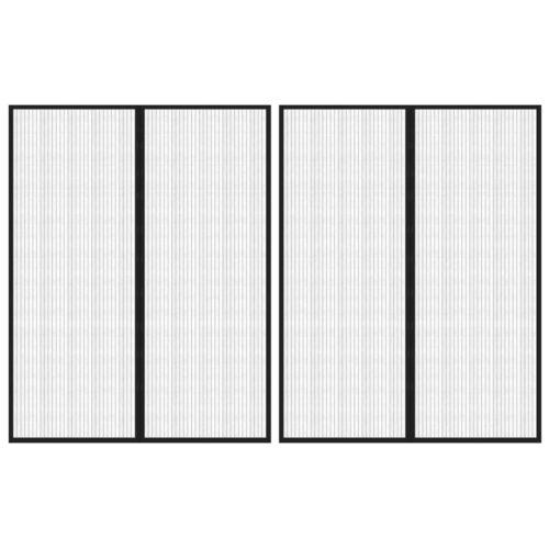 Insect Door Curtains 2pcs with Magnet Blocks Black 230x160cm
