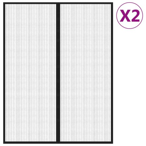 Insect Door Curtains 2pcs with Magnet Blocks Black 230x160cm - Image 2