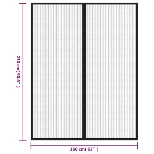 Insect Door Curtains 2pcs with Magnet Blocks Black 230x160cm - Image 8