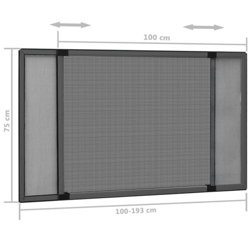 Extendable Window Insect Screen Aluminium Shade Mesh Privacy Blind Anthracite (100-193)x75 cm - Image 11