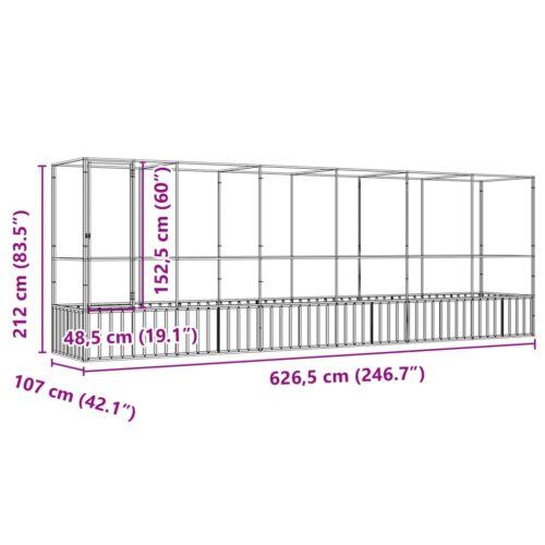 Aviary with Extension Silver 626.5x107x212cm Steel - Image 8