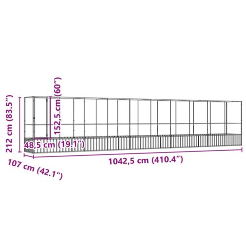 Aviary with Extension Silver 1042.5x107x212cm Steel - Image 8