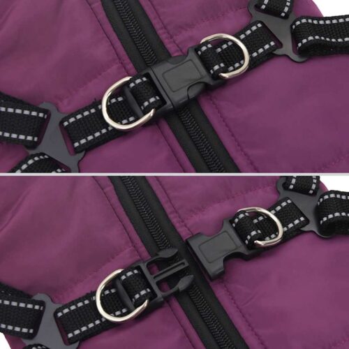 Dog Coat with Harness Waterproof Reflective Purple 2XL - Image 8