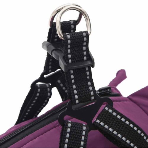 Dog Coat with Harness Waterproof Reflective Purple 2XL - Image 9