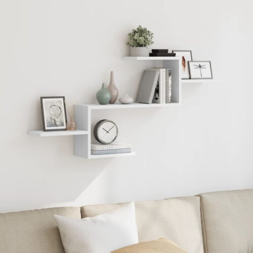 Wooden Wall Shelf White 104x15x49 cm
