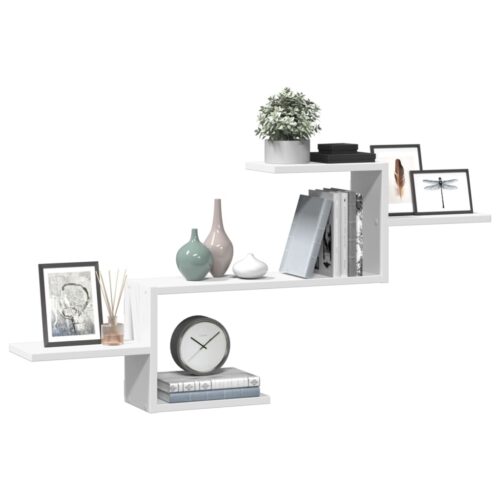 Wooden Wall Shelf White 104x15x49 cm - Image 3