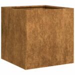 Raised Garden Bed Herbs Vegetables Box Pot Planter Rustic Weathering Steel 40x40x40cm