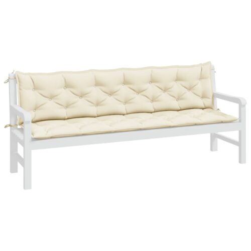Garden Bench Cushions 2pcs Cream White 200x50x7cm Oxford Fabric - Image 3