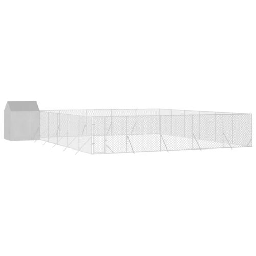 Outdoor Dog Kennel with Roof Silver 12x12x2.5m Galvanised Steel