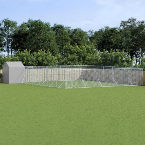 Outdoor Dog Kennel with Roof Silver 12x12x2.5m Galvanised Steel - Image 5
