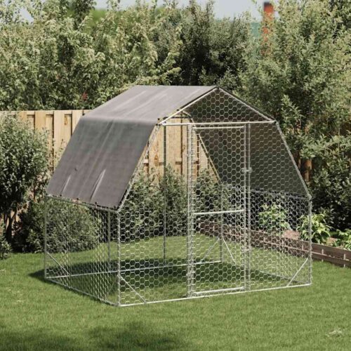 Chicken Run with Roof 2.5x2x2.25mGalvanised Steel - Image 9
