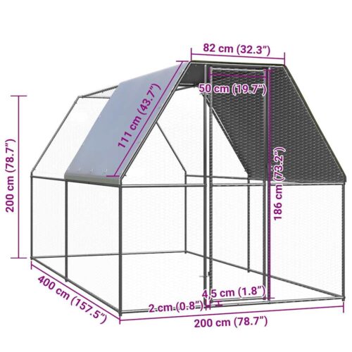 Chicken Cage 2x4x2mGalvanised Steel - Image 5