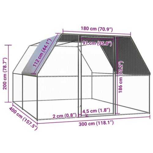 Chicken Cage 3x4x2mGalvanised Steel - Image 5