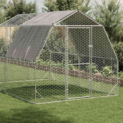 Chicken Run with Roof 2.5x4x2.25mGalvanised Steel - Image 2