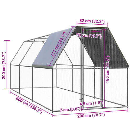 Chicken Cage 2x6x2mGalvanised Steel - Image 5