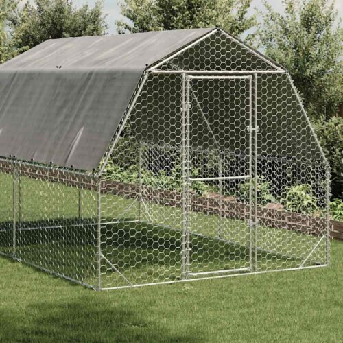 Chicken Run with Roof 2.5x4x2.25mGalvanised Steel - Image 2