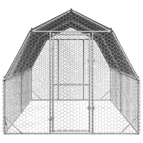 Chicken Run with Roof 2.5x4x2.25mGalvanised Steel - Image 3