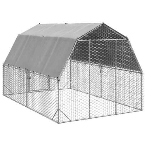 Chicken Run with Roof 2.5x4x2.25mGalvanised Steel - Image 5