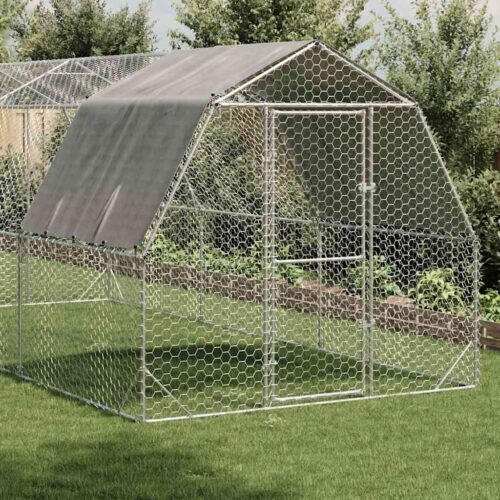 Chicken Run with Roof 2.5x6x2.25mGalvanised Steel - Image 2