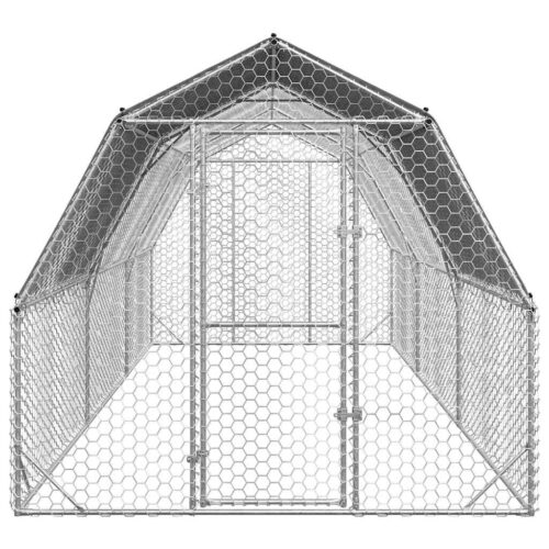 Chicken Run with Roof 2.5x6x2.25mGalvanised Steel - Image 3