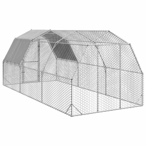 Chicken Run with Roof 2.5x6x2.25mGalvanised Steel - Image 5
