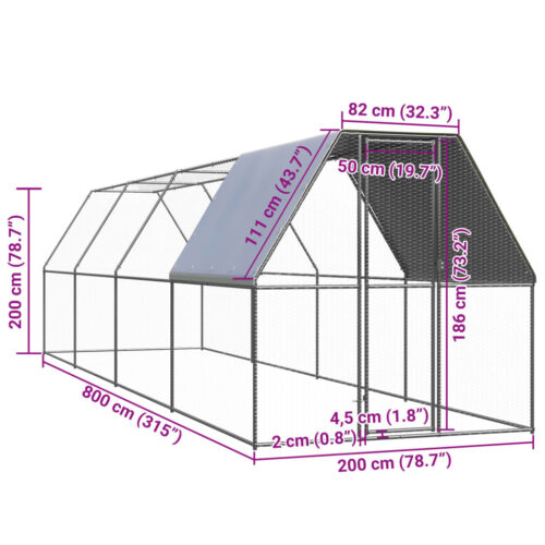 Chicken Cage 2x8x2mGalvanised Steel - Image 5