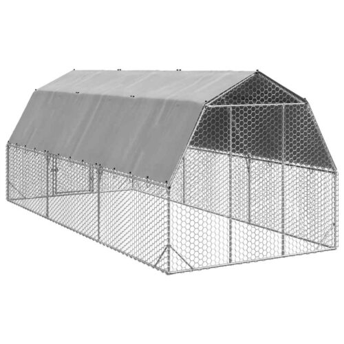 Chicken Run with Roof 2.5x6x2.25mGalvanised Steel - Image 5