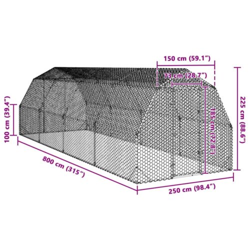 Chicken Run 2.5x8x2.25mGalvanised Steel - Image 8