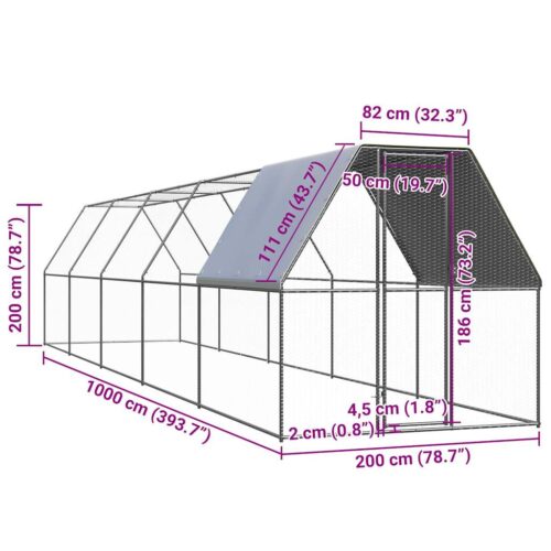 Chicken Cage 2x10x2mGalvanised Steel - Image 5