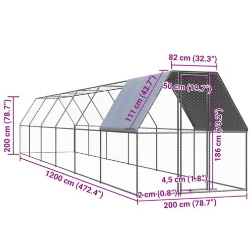 Chicken Cage 2x12x2mGalvanised Steel - Image 5