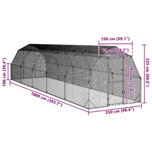 Chicken Run 2.5x10x2.25mGalvanised Steel - Image 8