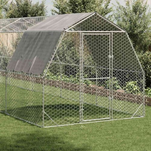 Chicken Run with Roof 2.5x10x2.25mGalvanised Steel - Image 2