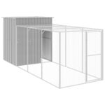 Chicken Cage with Run Light Grey 165x455x181cm Galvanised Steel