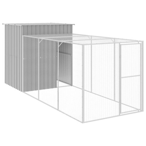 Chicken Cage with Run Light Grey 165x455x181cm Galvanised Steel