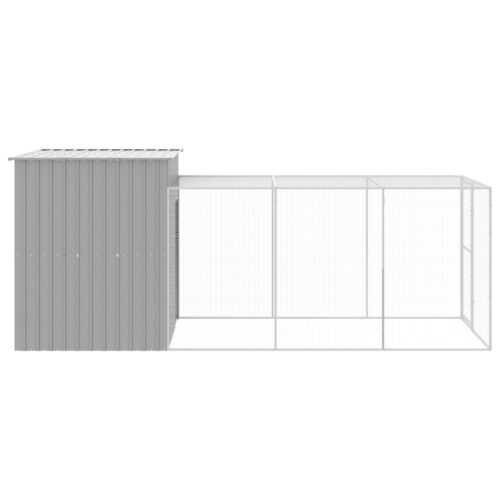 Chicken Cage with Run Light Grey 165x455x181cm Galvanised Steel - Image 4