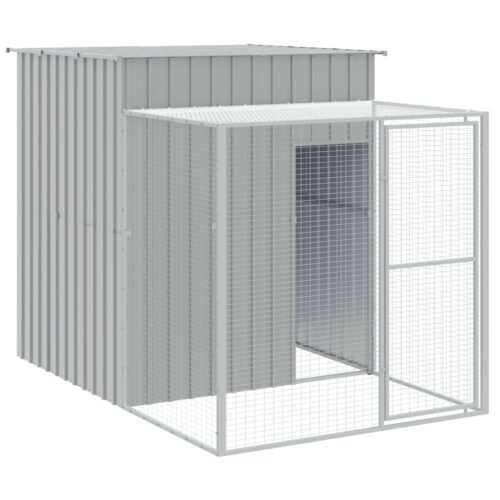 Chicken Cage with Run Light Grey 165x455x181cm Galvanised Steel - Image 6