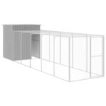 Chicken Cage with Run Light Grey 165x659x181cm Galvanised Steel
