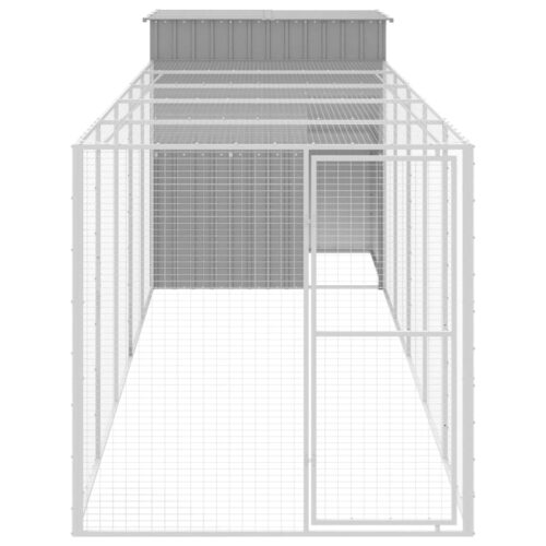 Chicken Cage with Run Light Grey 165x659x181cm Galvanised Steel - Image 3