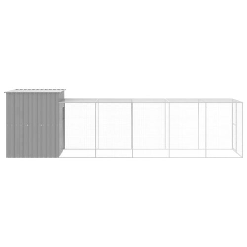 Chicken Cage with Run Light Grey 165x659x181cm Galvanised Steel - Image 4