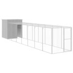 Chicken Cage with Run Light Grey 165x863x181cm Galvanised Steel