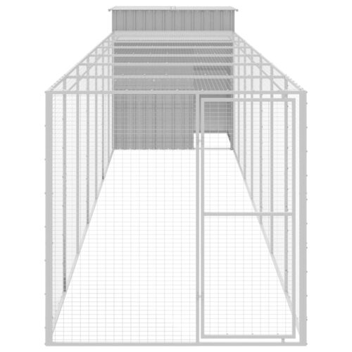 Chicken Cage with Run Light Grey 165x863x181cm Galvanised Steel - Image 3