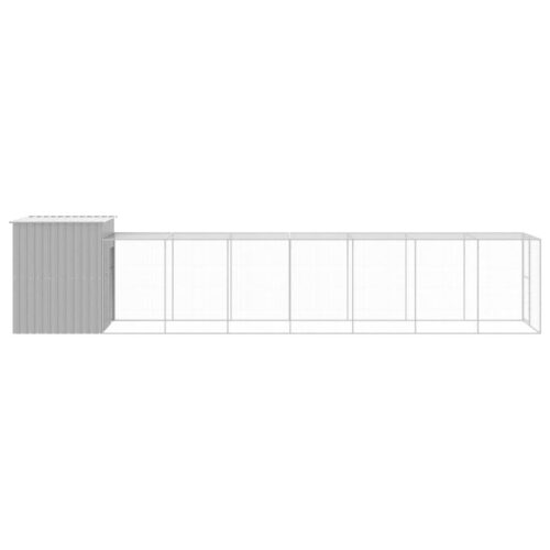 Chicken Cage with Run Light Grey 165x863x181cm Galvanised Steel - Image 4